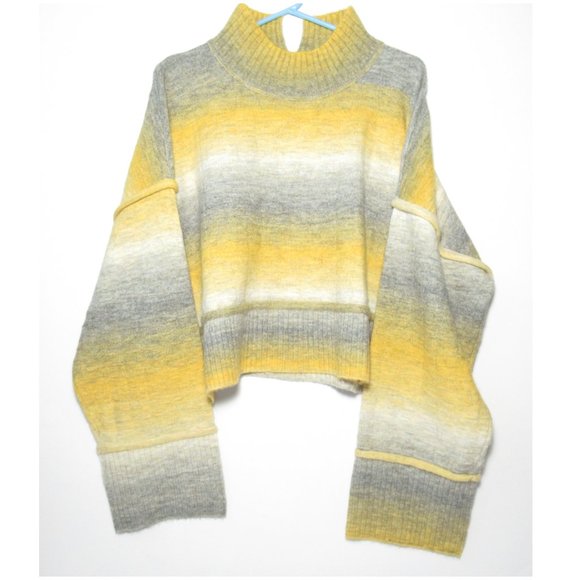 Anthropologie Pilcro Cropped Mock-Neck Sweater - Yellow Gray Ombre - XL - Picture 4 of 12